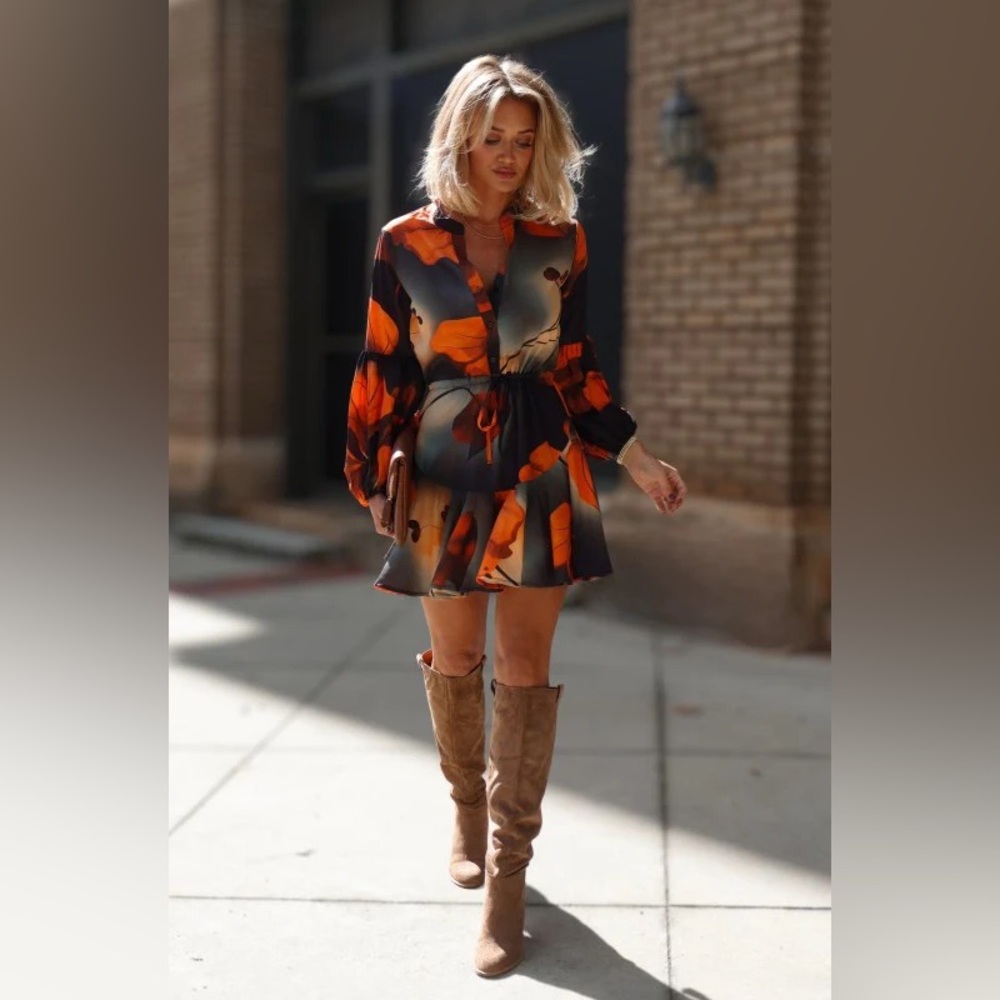 NWT Lavender J Black and Orange Dress